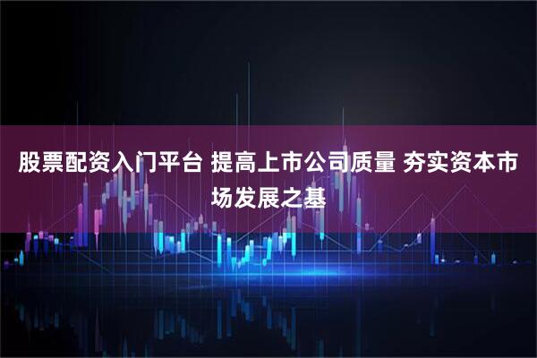 股票配资入门平台 提高上市公司质量 夯实资本市场发展之基